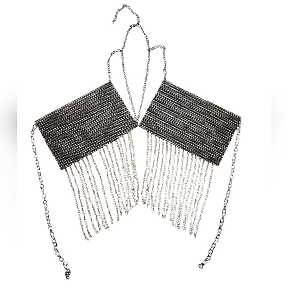 Rhinestone body chain tassle Adjustable halter top small medium